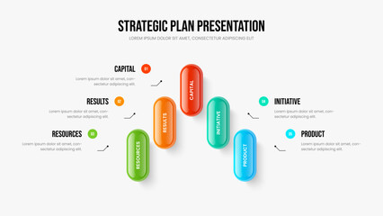 Service Forecast 5 Element Infographic Slide Template. Business Analysis Presentation Design Vector Illustration. Enterprise Profile Five Option Diagram Frame Layout.