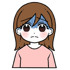 青い顔の女性のイラスト