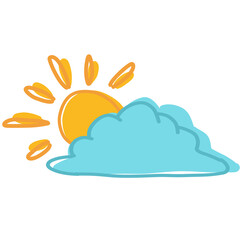 illustration of sun and blue clouds 