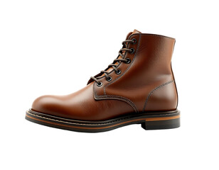 Close-up of a stylish brown leather ankle boot.