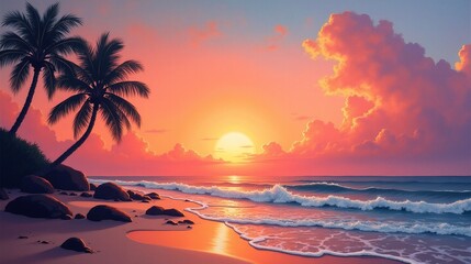 Horizon Glow: Beach at Dusk
