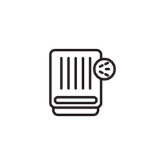 A black and white icon of a humidifier with vertical lines and a circular detail on the side.