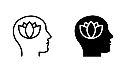 Set of lotus flower icons. Can be used web and mobile for yoga meditation, vector illustration on white background