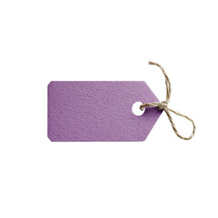 Png of A purple tag with a natural twine loop, perfect for labeling gifts or organizing items in a stylish manner.