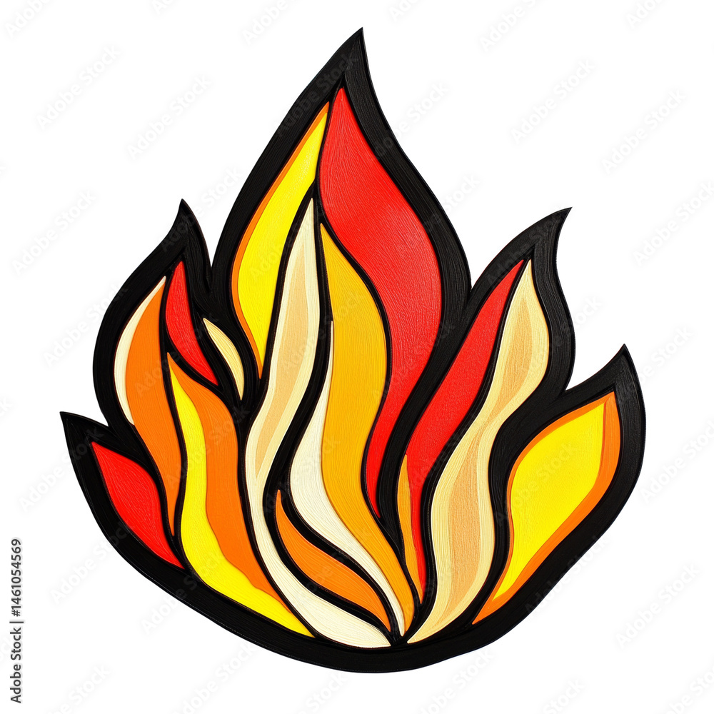 Poster Stylized flame emblem with vibrant gradient and transparent presentation element