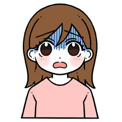 呆れる青い顔の女性のイラスト