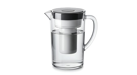 Water filter pitcher clear glass filtered water drinking water purifier clean water container pitcher on transparent background