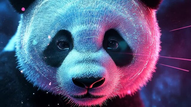 A Digitally Enhanced Panda: A Fusion of Wildlife and Futuristic Aesthetics