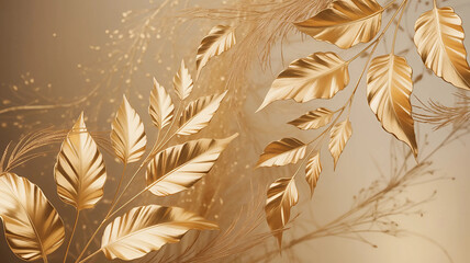 Golden Foliage and Delicate Grass Autumnal Abstraction