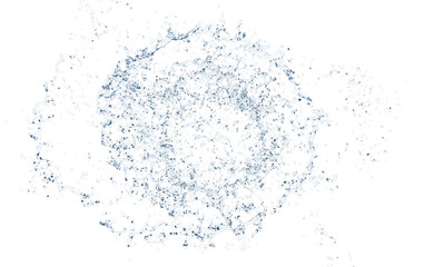 3d water splash transparent, clear blue water scattered around isolated. 3d render illustration
