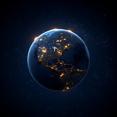 Obraz premium Earth at night, lit by city lights