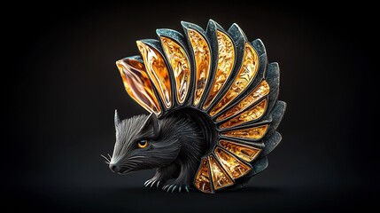 Ornate, stylized rodent