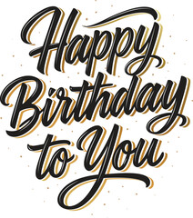 Happy Birthday Lettering Set with Decorative Elements