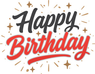 Happy Birthday Lettering Set with Decorative Elements