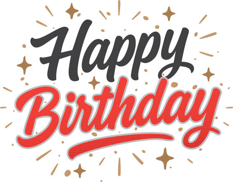 Happy Birthday Lettering Set with Decorative Elements