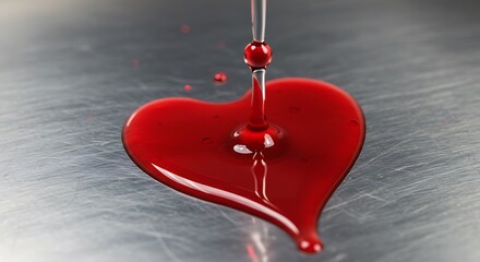 Heart red liquid love valentine romance passion blood drop flow art design valentine's day concept