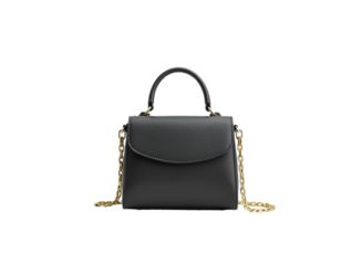 Elegant Black Leather Handbag with Gold Chain