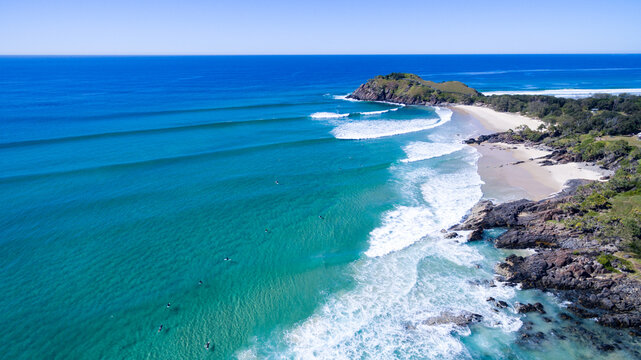 Aerial view of surf at Cabarita Beach.