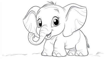 Obraz premium Cute cartoon elephant coloring page