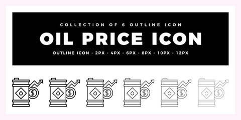 Pack of 6 Outline Vector Oil Price icon