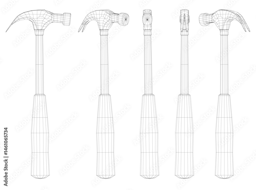 Poster a set of hammers are shown in different positions. the hammers are all same sizes and shapes, but di