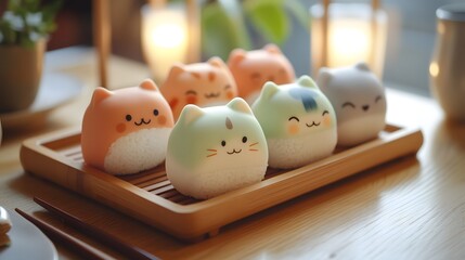 A fox with graceful deer antlers in a dreamy forest at twilight illuminated by soft glowing fireflies