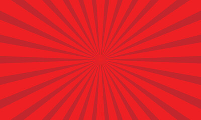 Dynamic red radial burst background with dark rays radiating from the center, perfect for posters, comic-style designs, sales promotions, or energetic visual themes.
