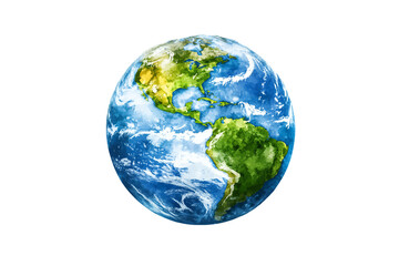 Fototapeta premium Watercolor Earth Globe Illustration on Transparent Background, PNG