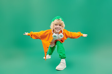 dancing blond boy