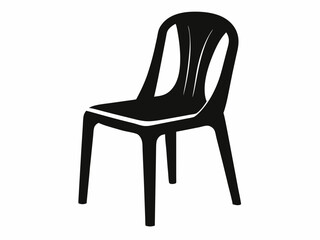 Plastic chair silhouette vector, plastic chair icon