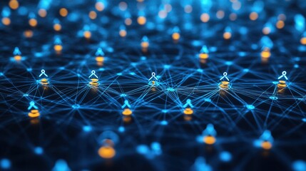 Conceptual image of a growing business network, human connections forming a digital web 