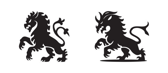 Fototapeta premium mythical beast silhouette set isolated vector icon design with a white background