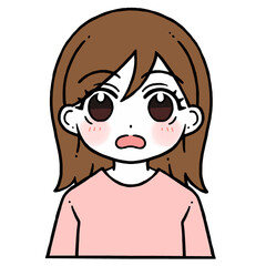 口を開けて驚く女性のイラスト