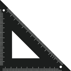 Triangle Ruler Silhouette – School Geometry Tool Vector Illustration
