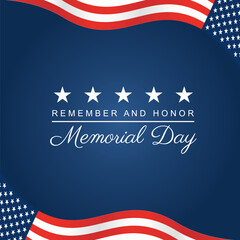Happy Memorial Day. Memorial Day Background, USA flag and stars. Vector Illustration