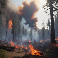 Obraz premium Forest Consumed by Wildfire