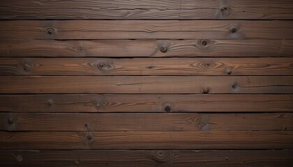 Obraz premium Dark stained wooden planks with visible wood grain and knots cre