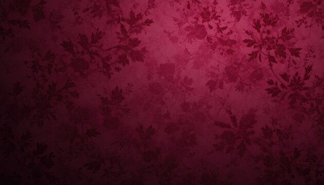 Deep burgundy floral pattern with subtle vintage texture and gra