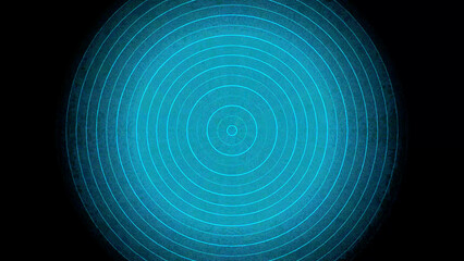 Abstract Blue Concentric Circles on Black Background