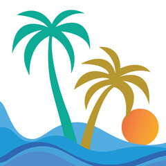 tropical island with palm trees