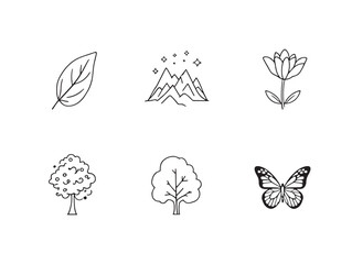 Nature’s Beauty Outline Line Art for Creative Design Projects