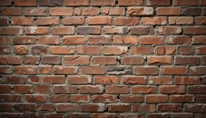 Obraz premium Distressed Red Brick Wall with Weathered Texture and Mortar Join