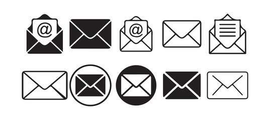 Email concept vector icon . isolated transparent , open email address , newsletter sign Mail icon set Victor illustration.