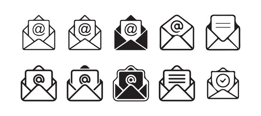 Email concept vector icon . isolated transparent , open email address , newsletter sign Mail icon set Victor illustration.