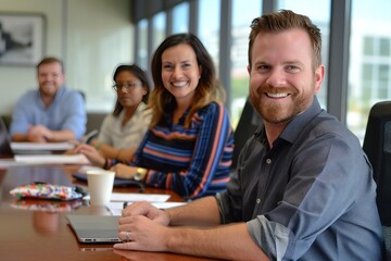 Obraz premium Successful Business Team Meeting, Collaborative Teamwork and Strategic Planning