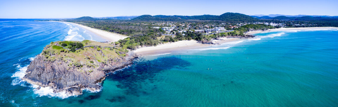 Aerial view of Norries Headland and Cabarita Beach.