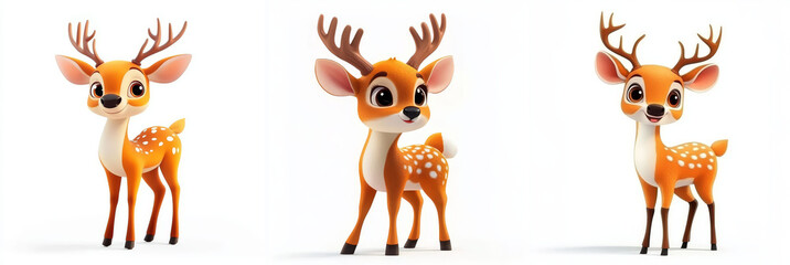 Cute cartoon deer with orange fur and antlers, showcasing playful expression and charm