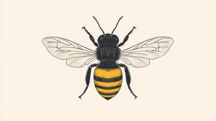 Fototapeta premium Illustration of a bee, detailed view, neutral background