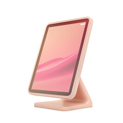 Touch Screen Kiosk Outdoor White Stand 3D Mockup Isolated on Transparent Background