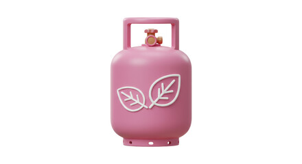 Isolated pink gas bottle with leaf symbol